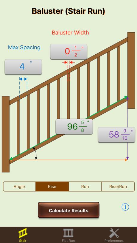 Baluster Calc Elite running on a phone